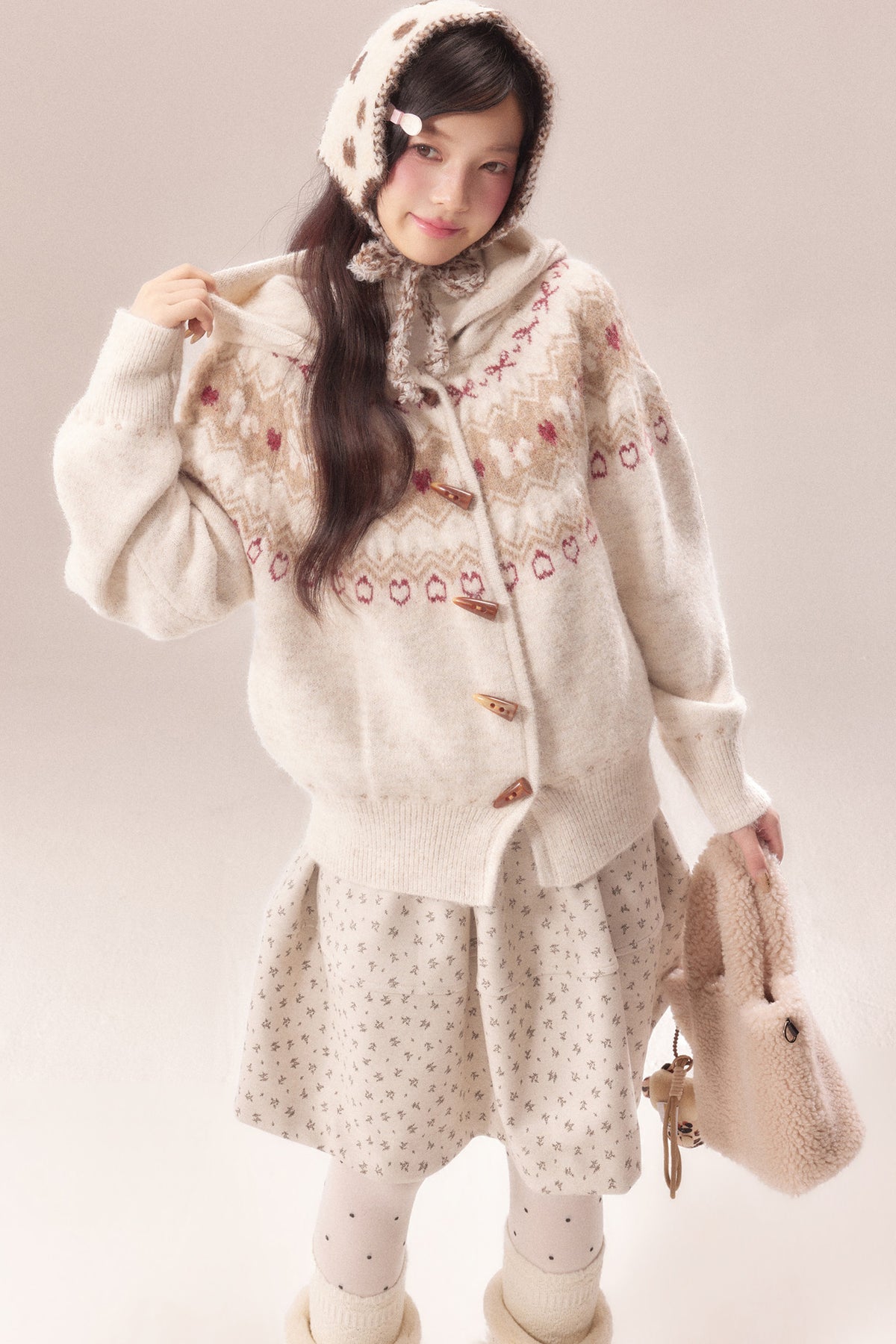 Fair Isle Toggle Knit Cardigan