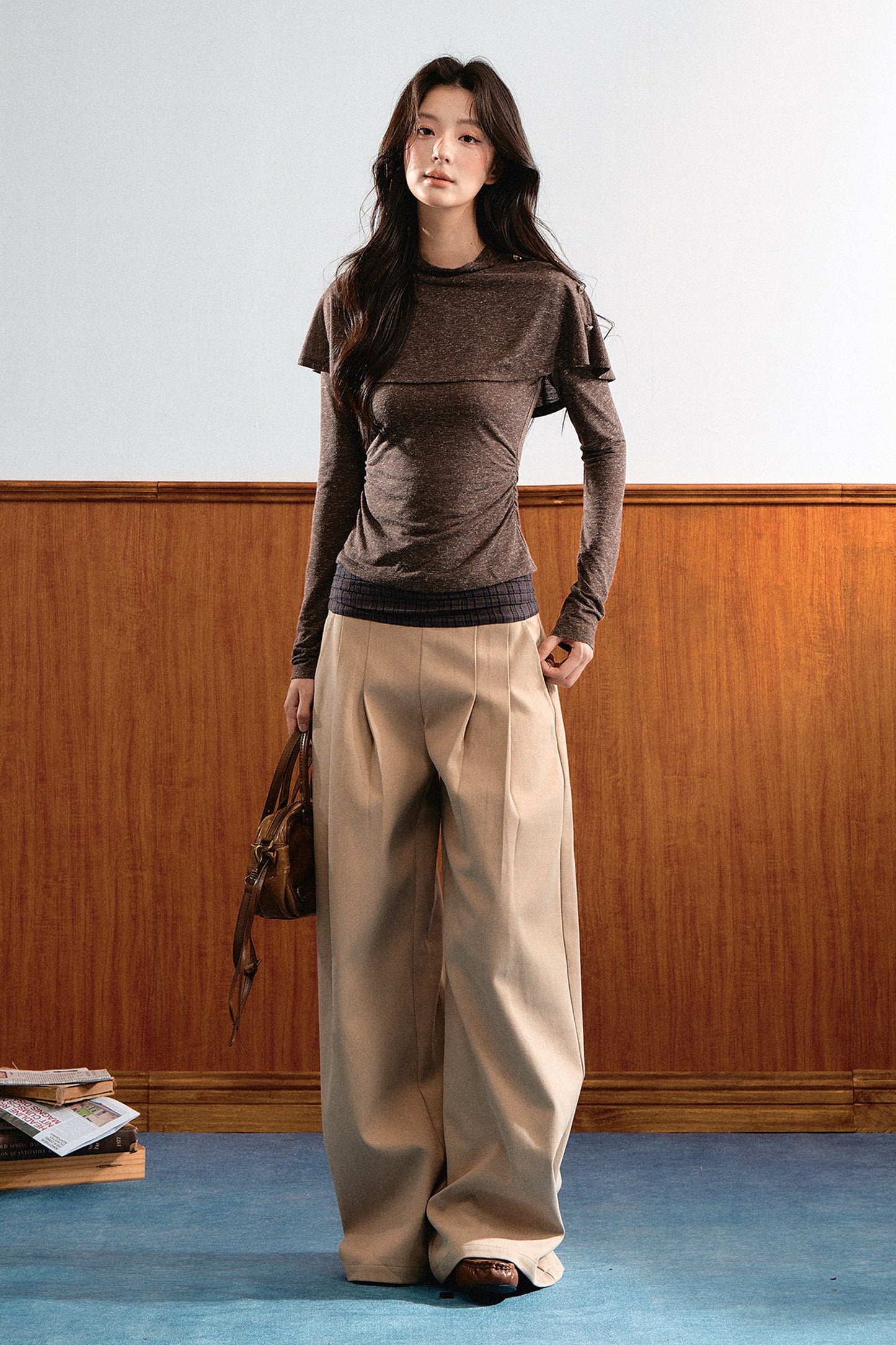 Plaid Patchwork Wide-Leg Pants
