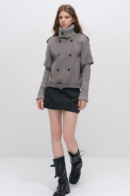 Belted Wool A-Line Skirt