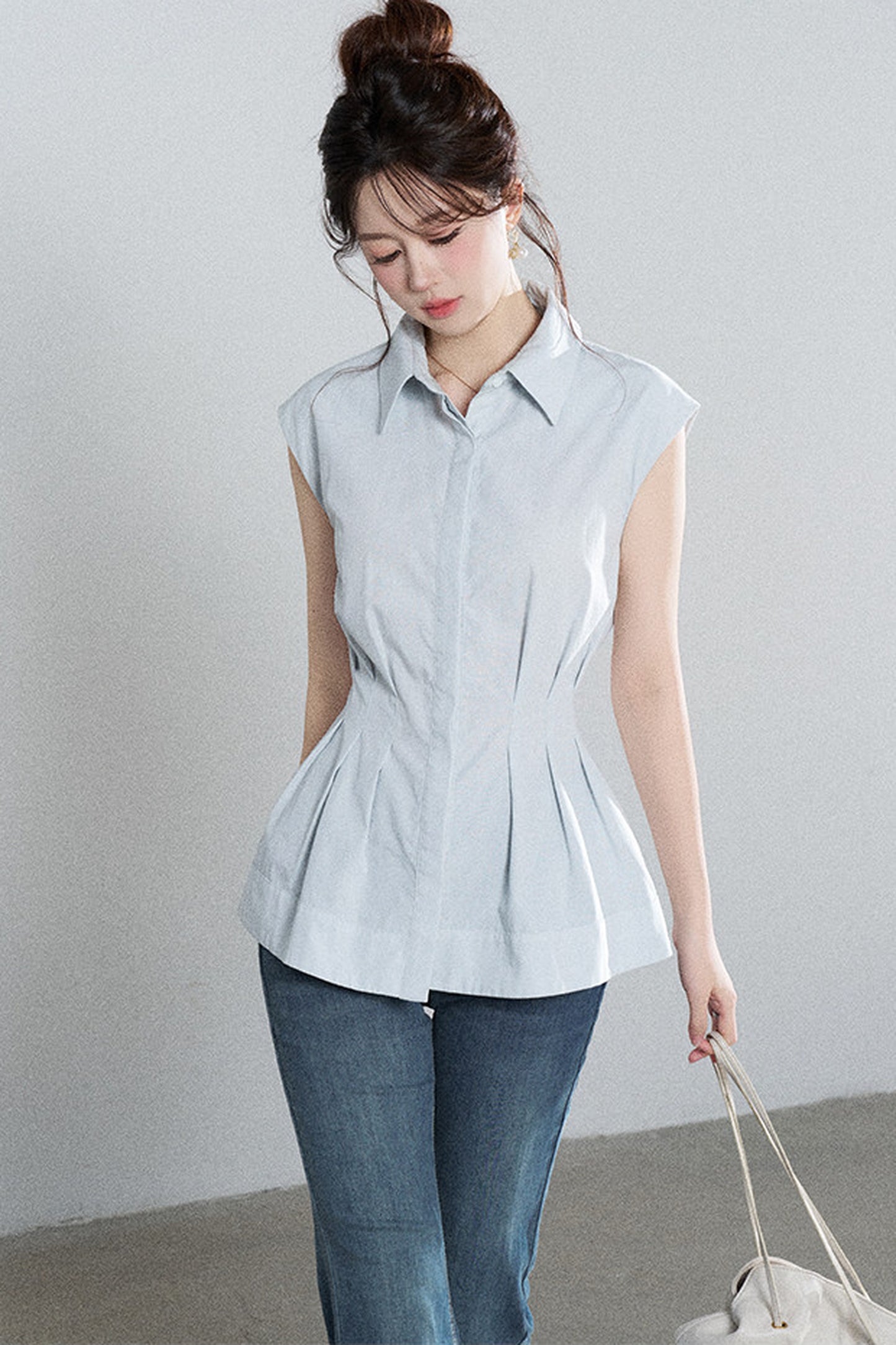 Pleated Shirt and Mini Skirt Set-Up