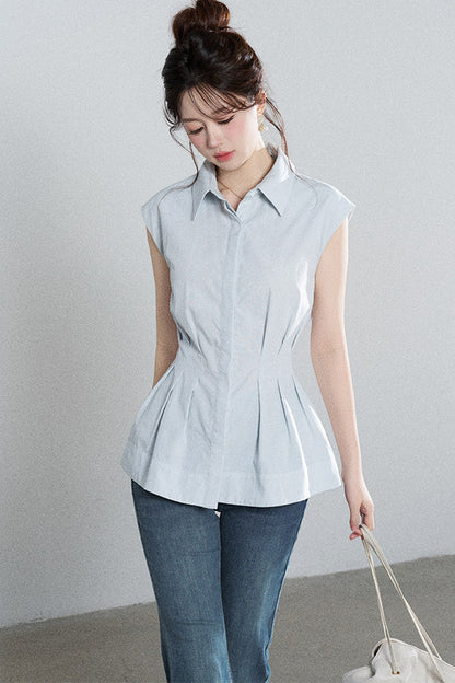 Pleated Shirt and Mini Skirt Set-Up