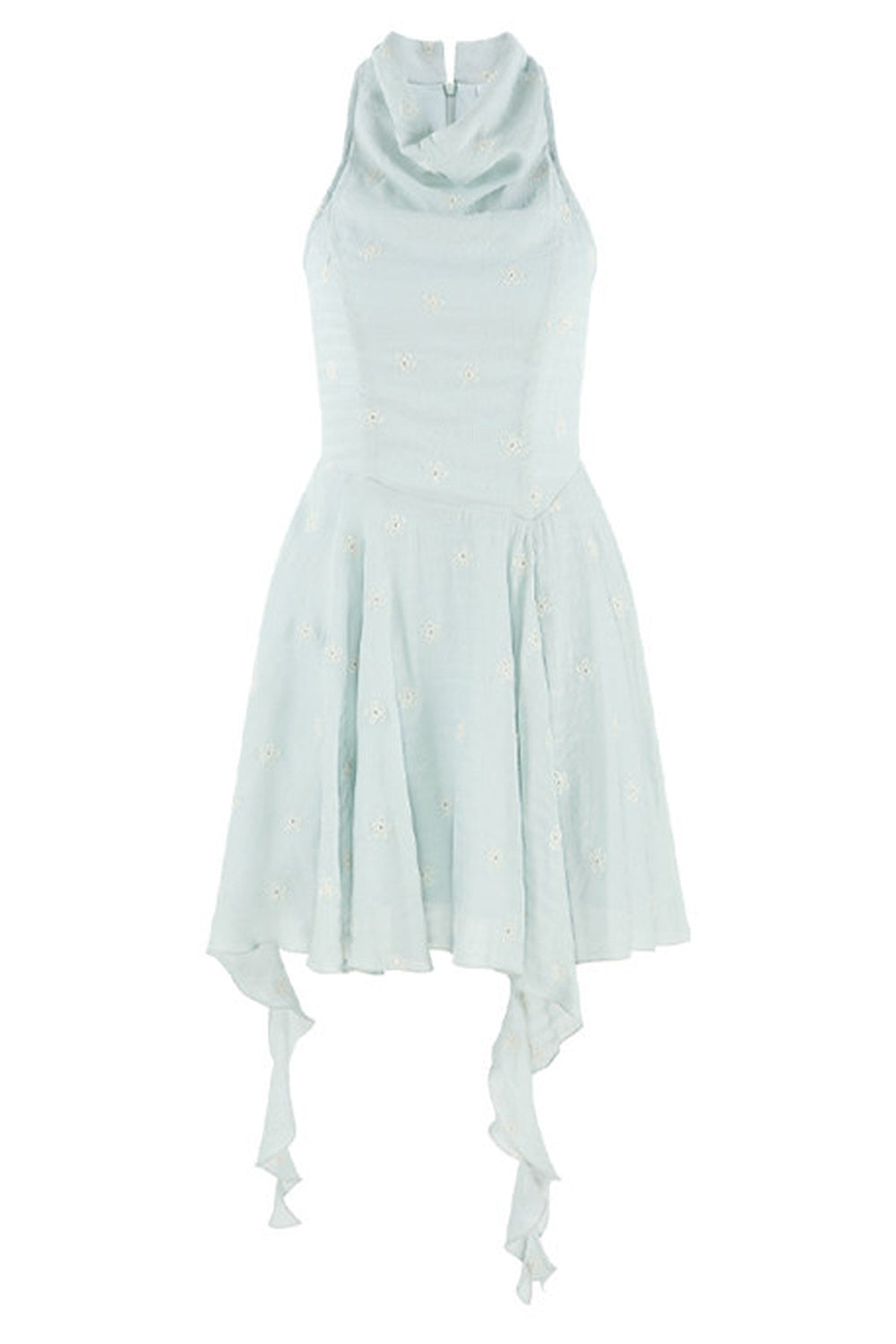 Halter Neck Sleeveless Irregular Hem Ruffle Dress