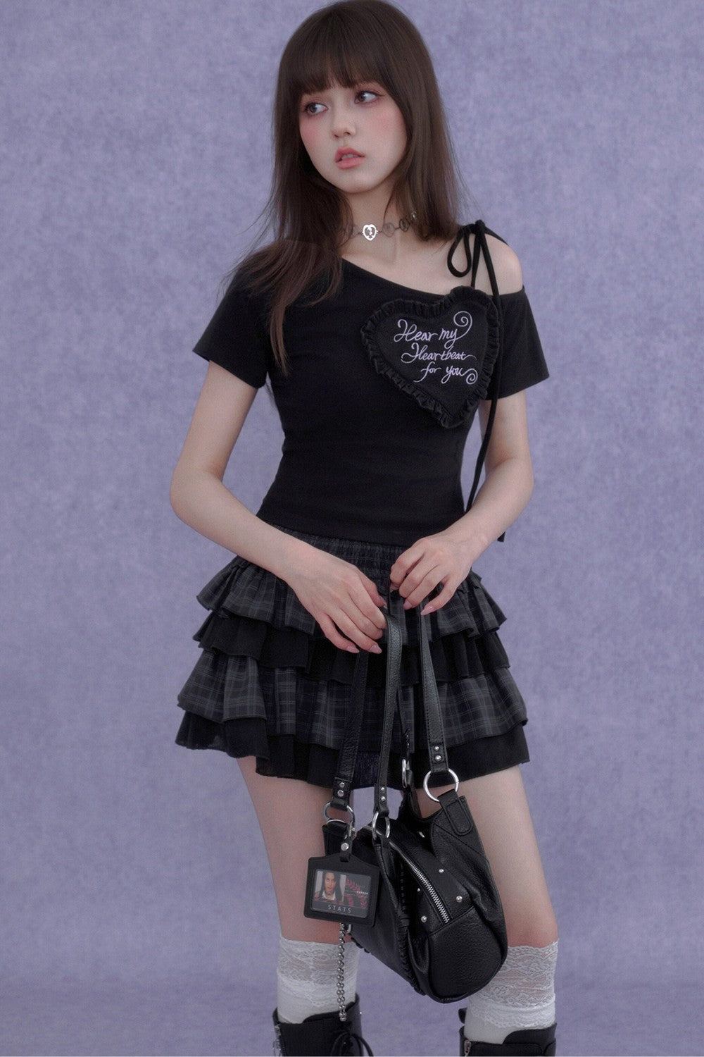 Plaid Waist-Cinching Cake Skirt