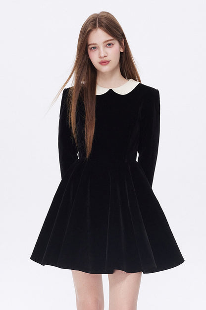 Doll Collar Velvet Dress