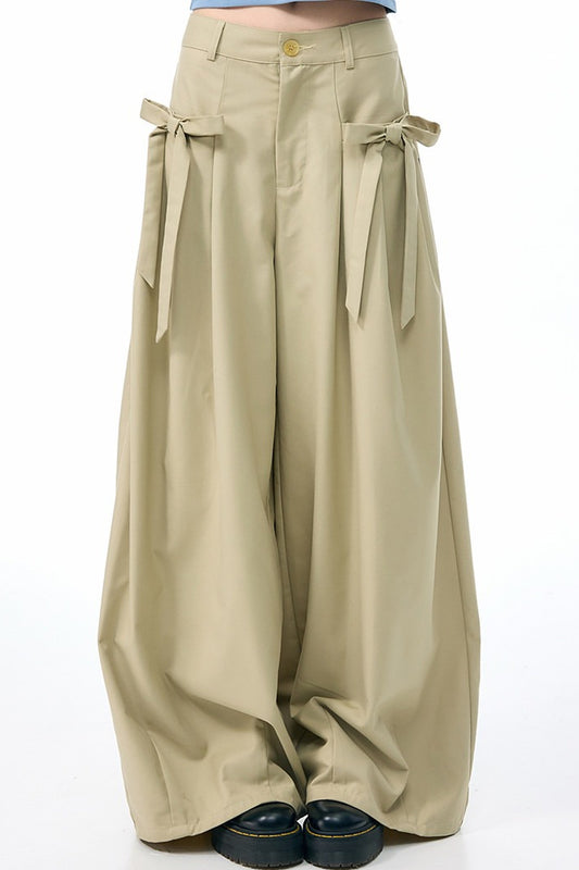 Milky Apricot Wide-Leg Pants
