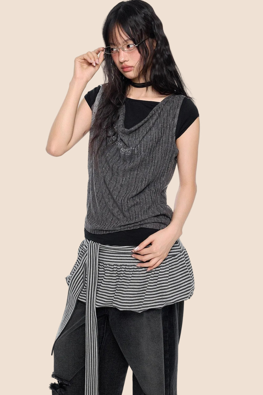 Vintage Scoop Neck Knit Top