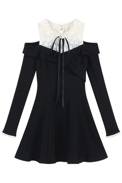 Halter Off-Shoulder Knit Dress
