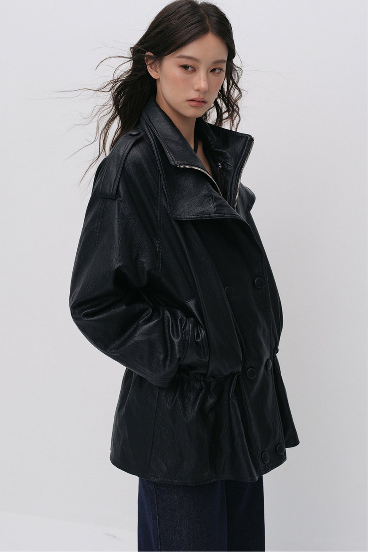 Detachable Down PU Leather Jacket