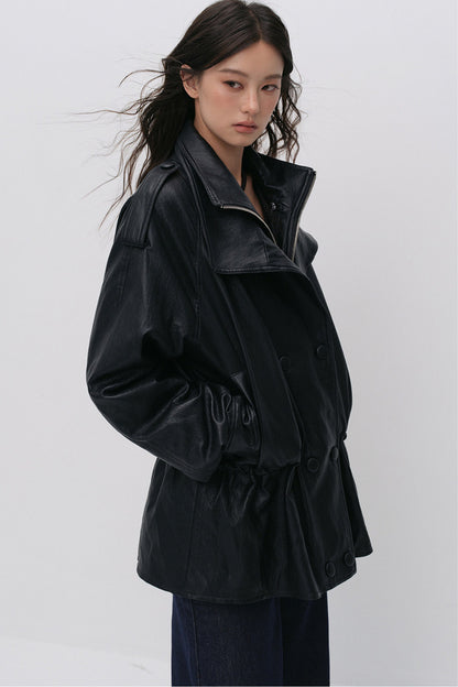 Detachable Down PU Leather Jacket