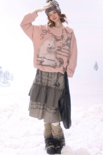 Plaid Letter Print Skirt