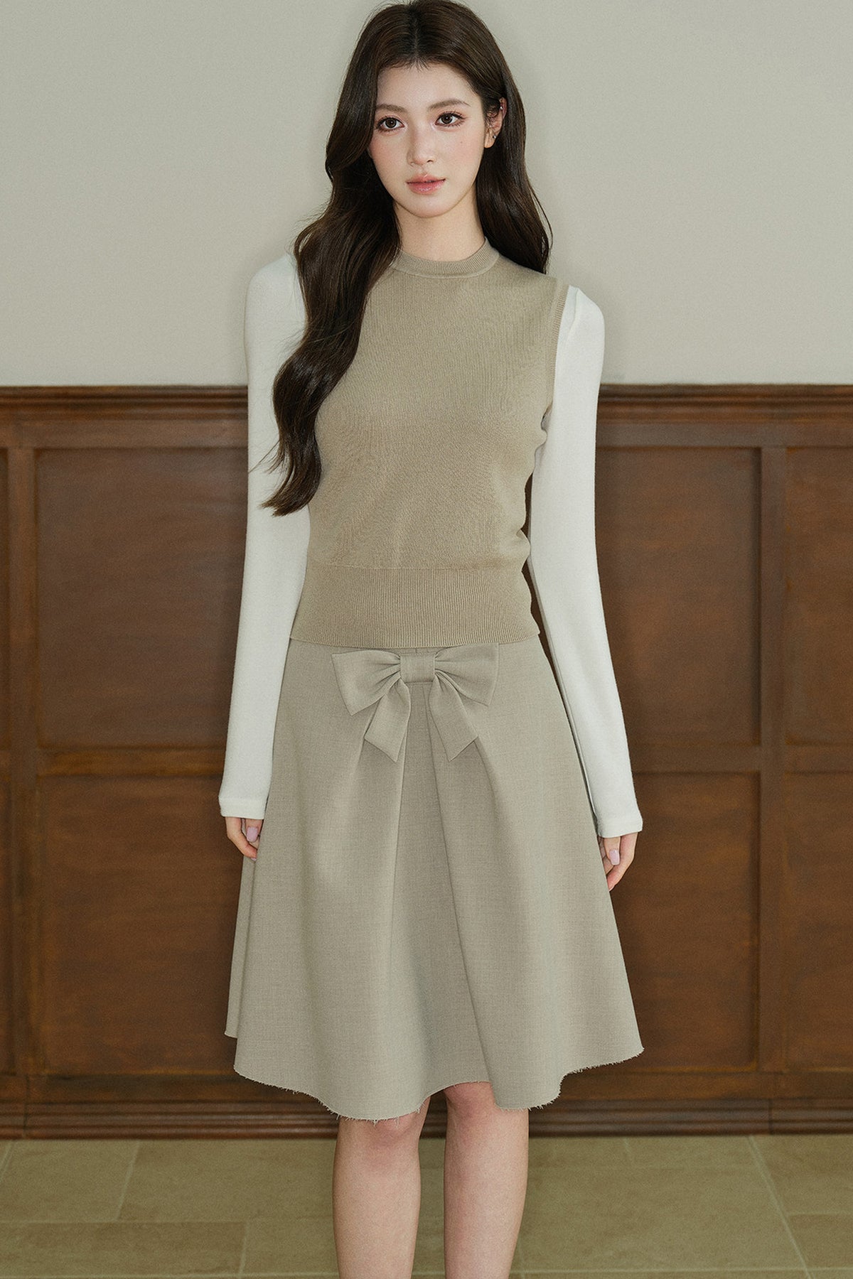 Long-Sleeved Round-Neck Knit Base Layer Top
