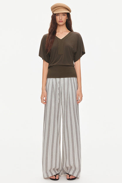 Lyocell Linen Blend Wide-Leg Pants