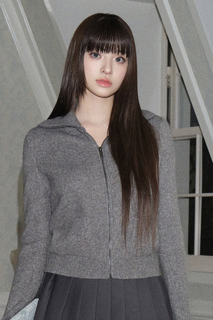 Avenement Lapel Long Sleeve Knitted Cardigan