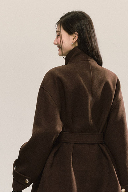 Retro Woolen Stand-Collar Coat