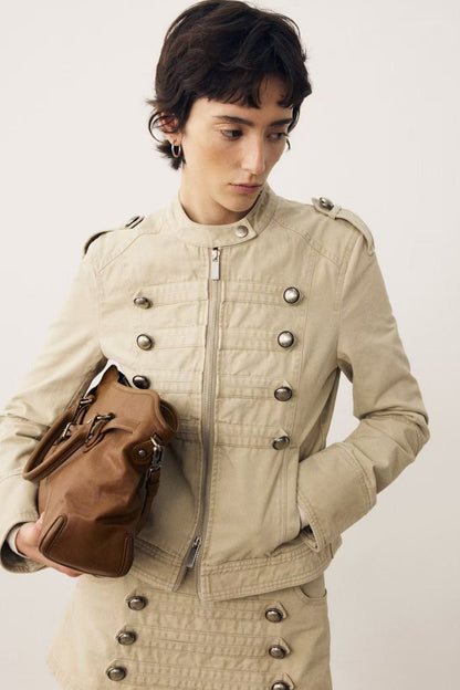 Retro Washed Double-Breasted Jacket
