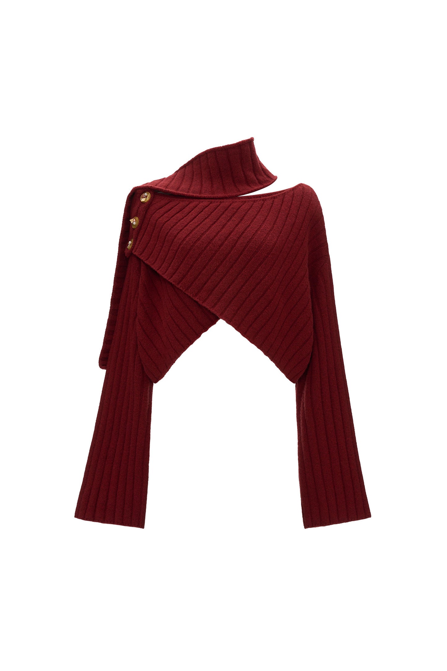 Cross Wide-Neck Knit Sweater