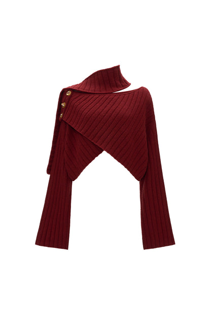 Cross Wide-Neck Knit Sweater