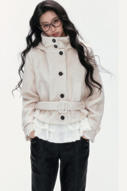 Quilted Woolen Hooded Jacket