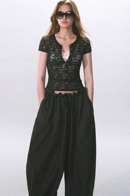 Pantalones farol negros fruncidos