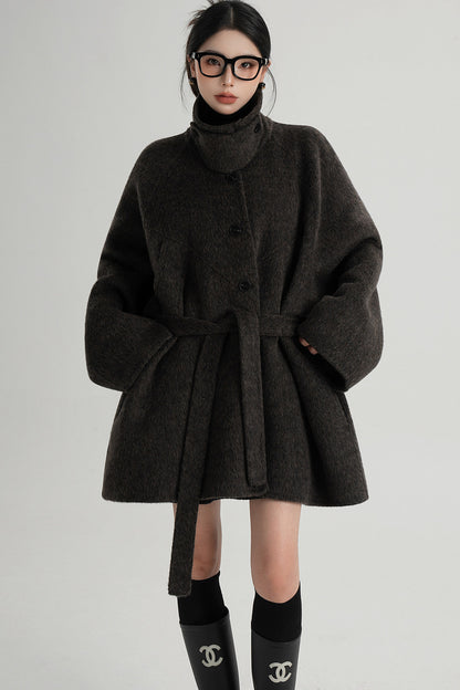 Mid-Length Armor Collar Wool Coat