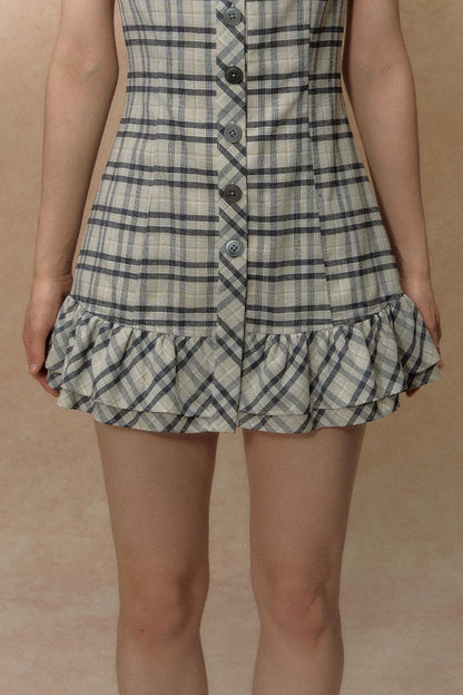 Robe d’été à carreaux et dentelle