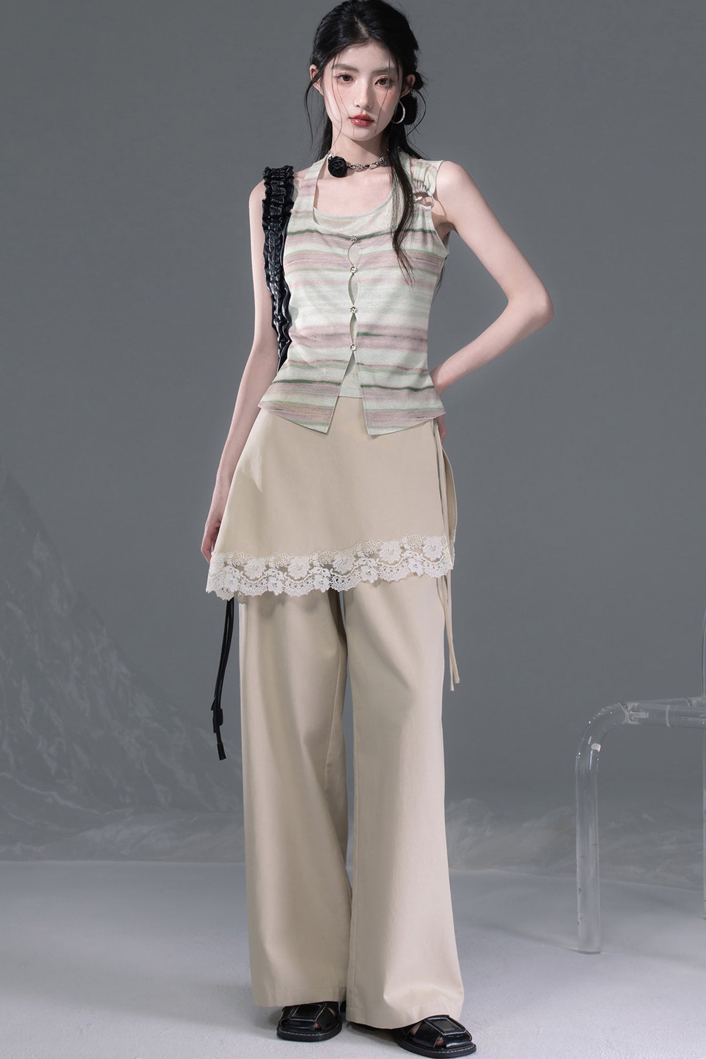 Sunset Dune Lyocell Detachable Flap Wide-Leg Pants