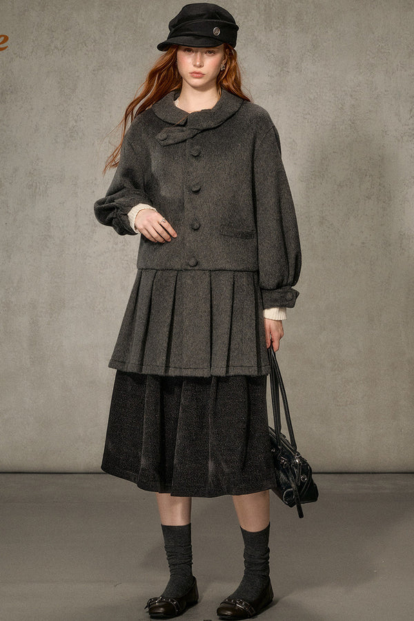 White Tea Letterhead Wool Blend Coat