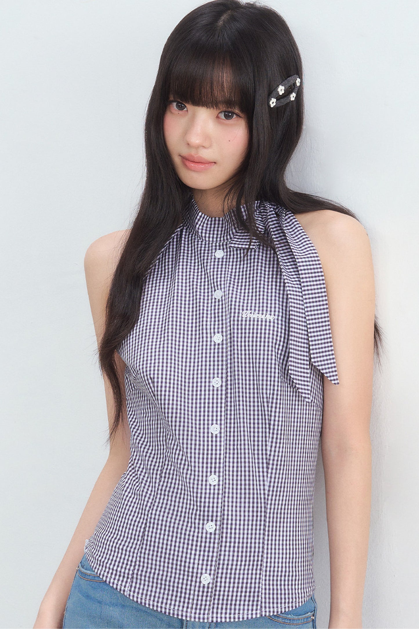 Plaid Bow Tie Halter Top