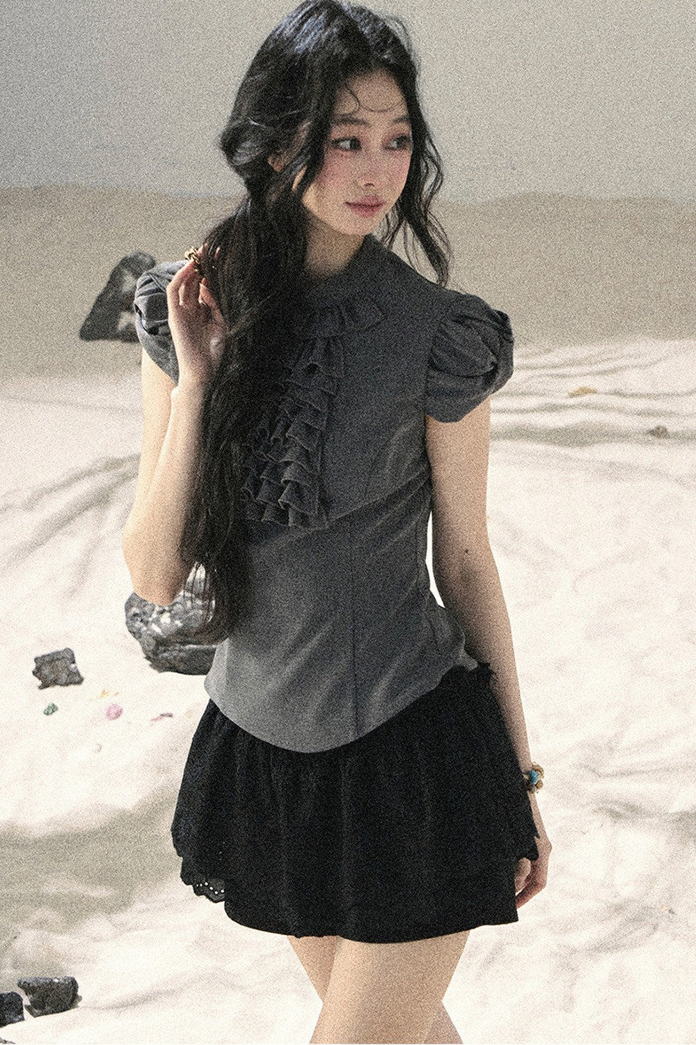 French Ruffle Puff Sleeve Top
