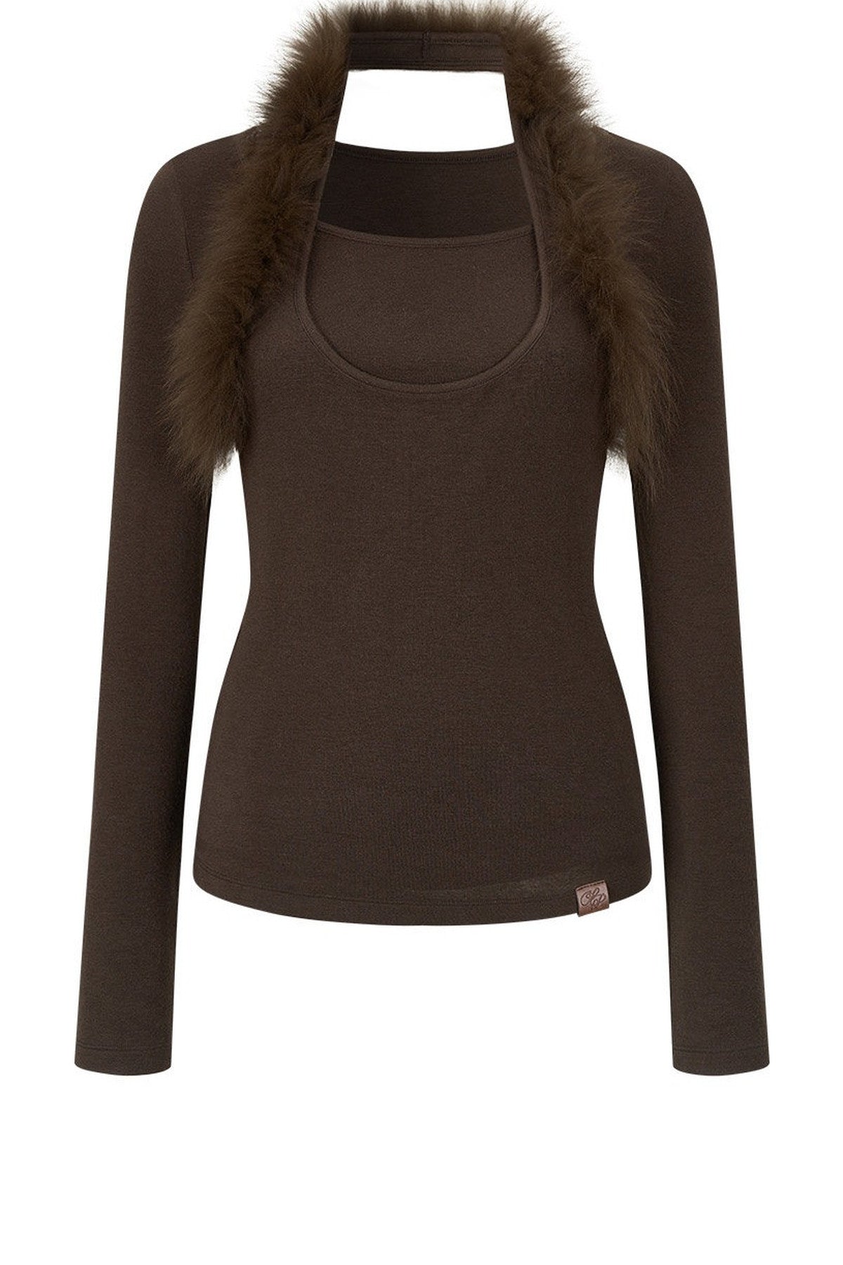 Fox Fur Halter Neck Knit Top