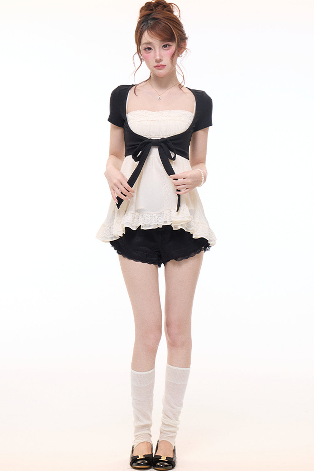 Bow-Knot Cardigan Camisole and Shorts Set-Up