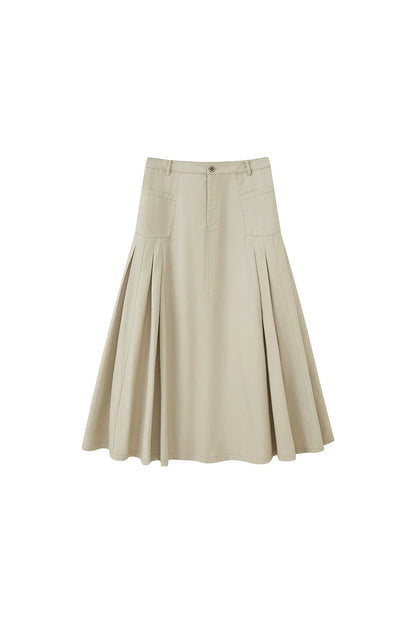 Pleated Pocket Umbrella Skirt
