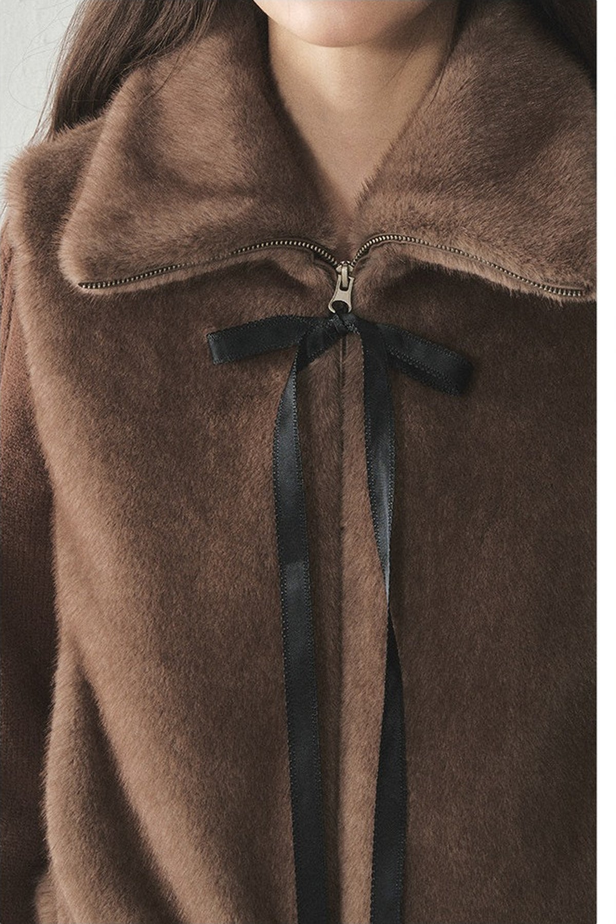 Knitted Patchwork Faux Fur Jacket