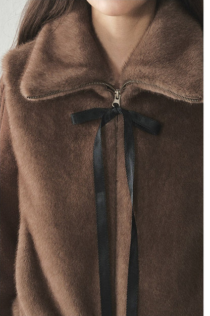 Knitted Patchwork Faux Fur Jacket