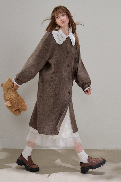 Brown Doll Collar Wool Coat