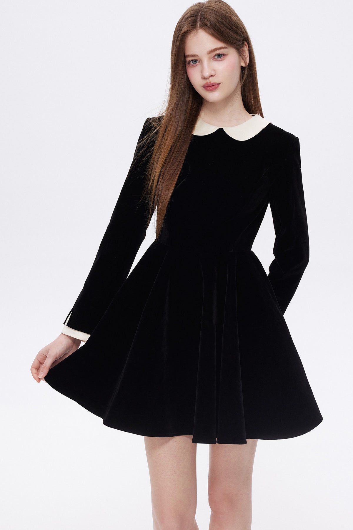 Doll Collar Velvet Dress