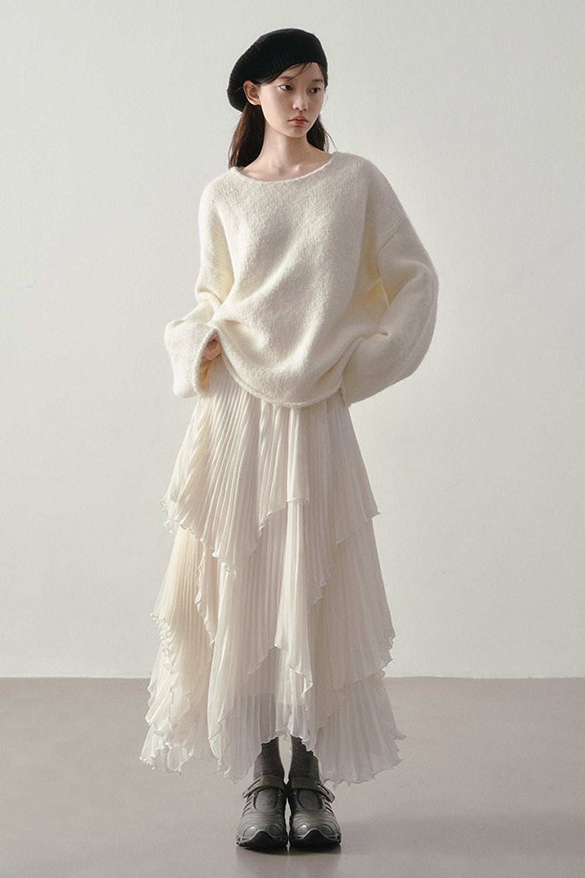 3D Textured Pleated Skirt