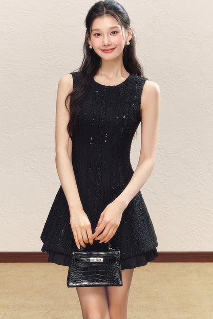 Little Chanel Style Satin Vest Dress and Jacket Set