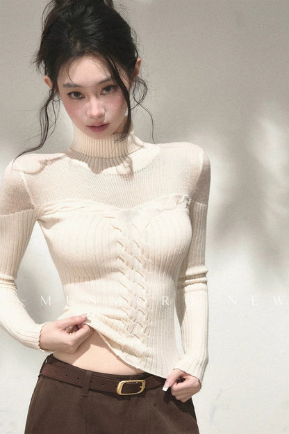 Wool Blend Hollow Knit Top