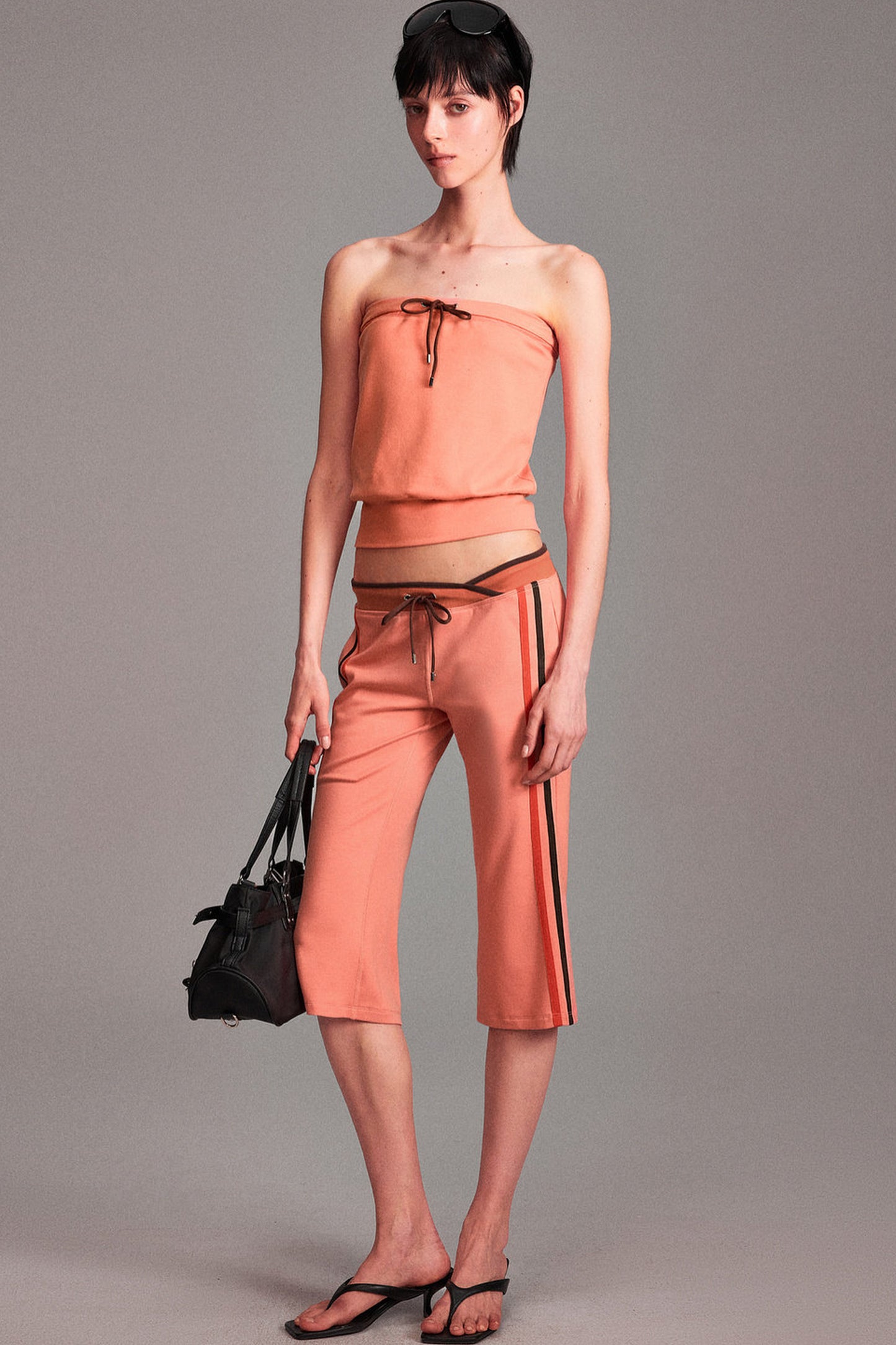 Color-Blocked Drawstring Tube Top