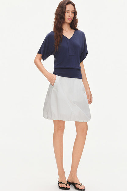 Cotton Drawstring Flower-Bud Skirt