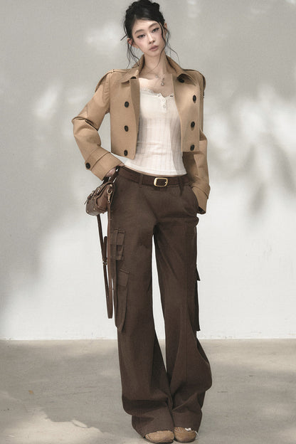 High-Waisted Double-Breasted Trench Coat