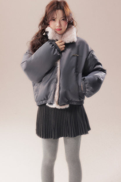 Patchwork Plush Down Jacket