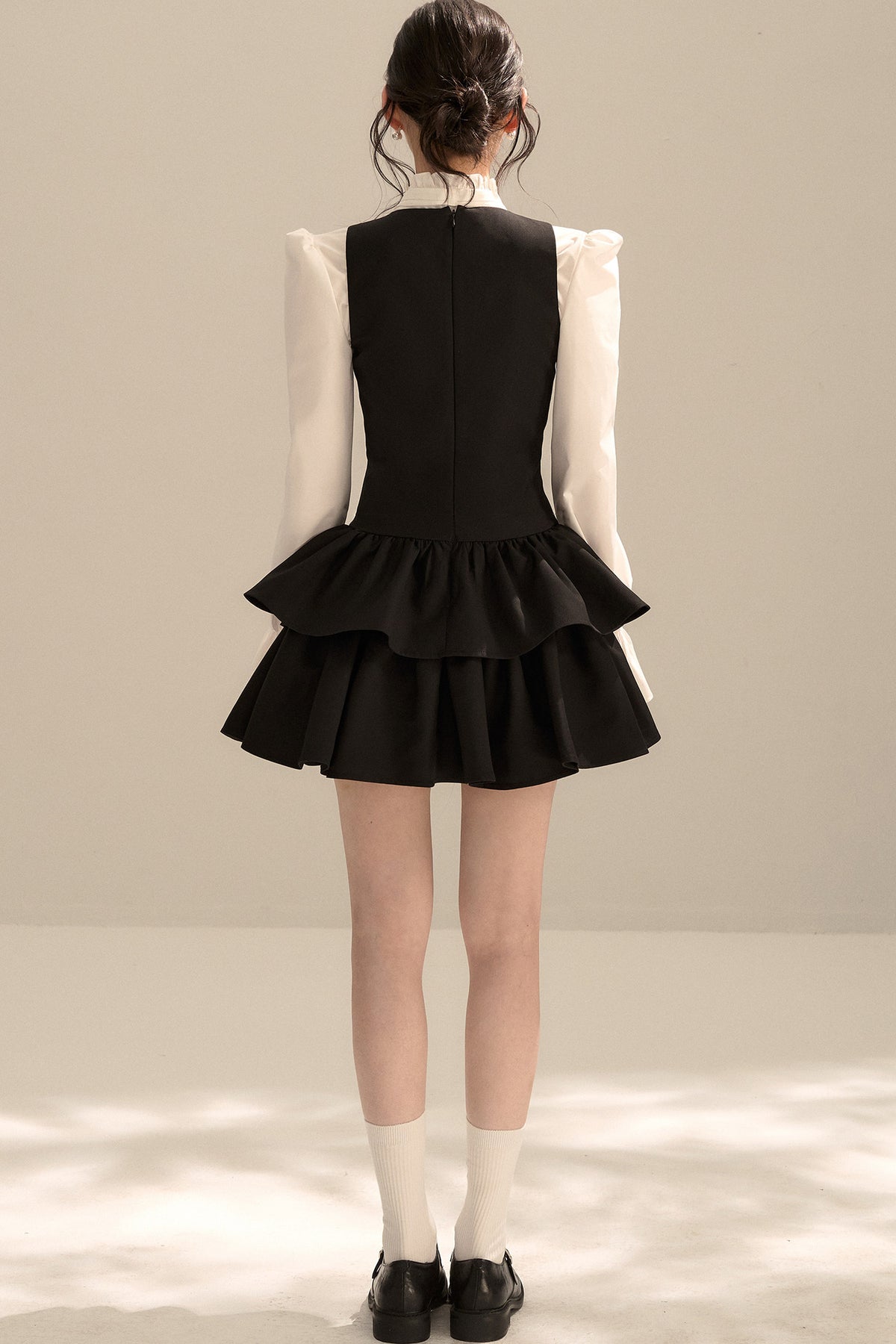 Black Sleeveless Puffy Tank Dress