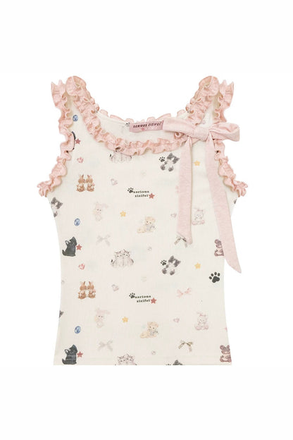 Playful Apricot Ruffled Camisole
