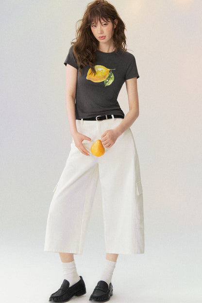 Workwear Casual Denim Cropped Pants