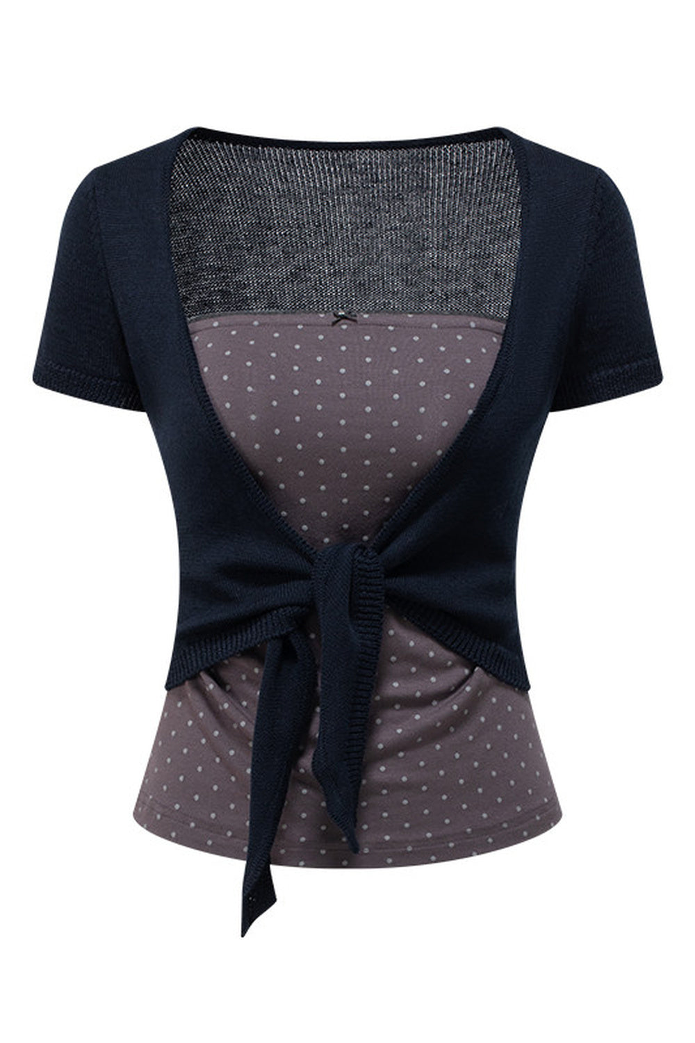 Polka Dot Tube Top and Knit Cardigan Set