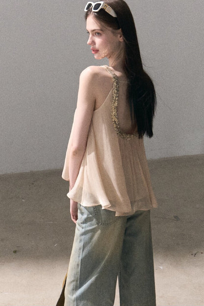 Gold Sequin Lace Top