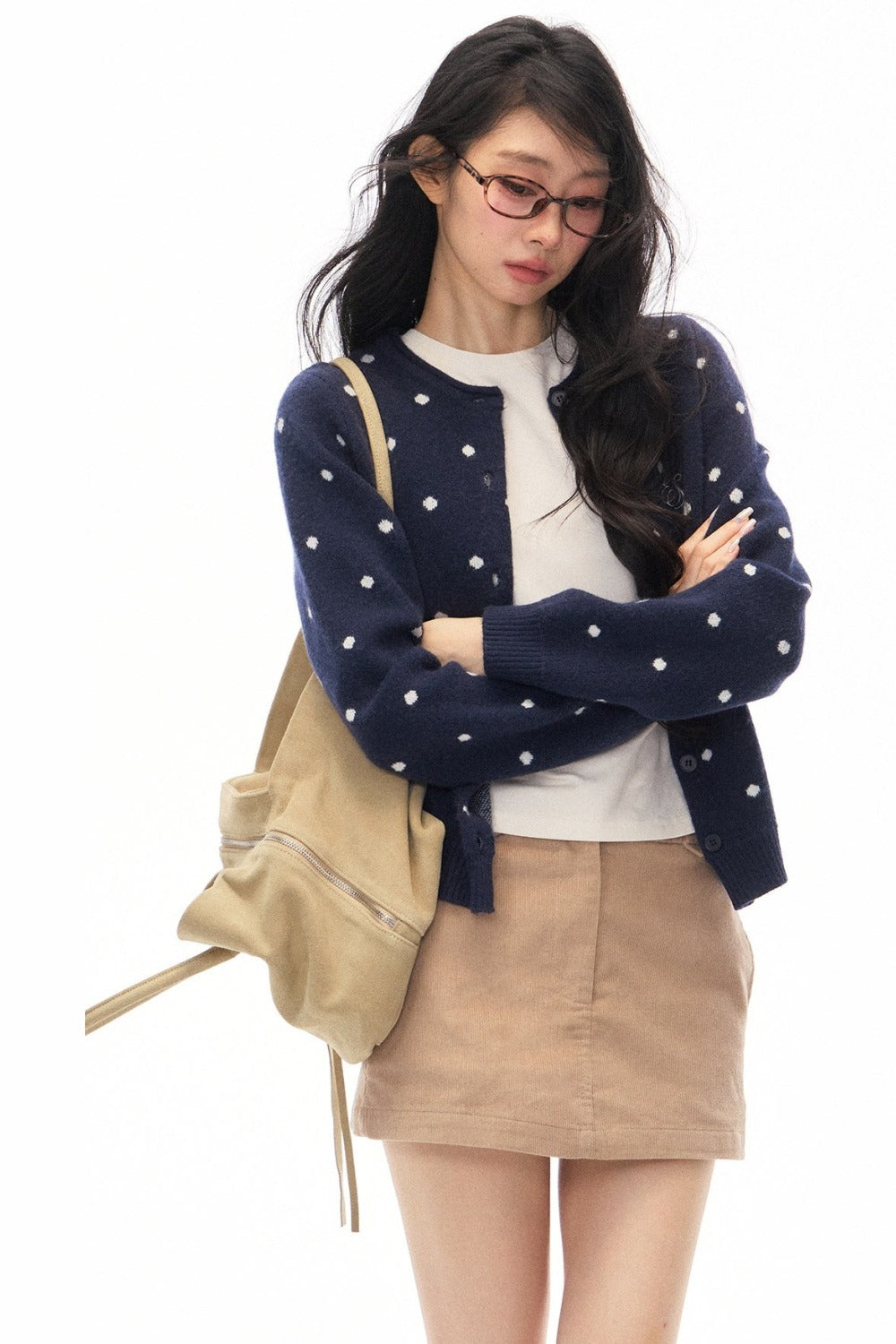 Polka Dot Knit Cardigan