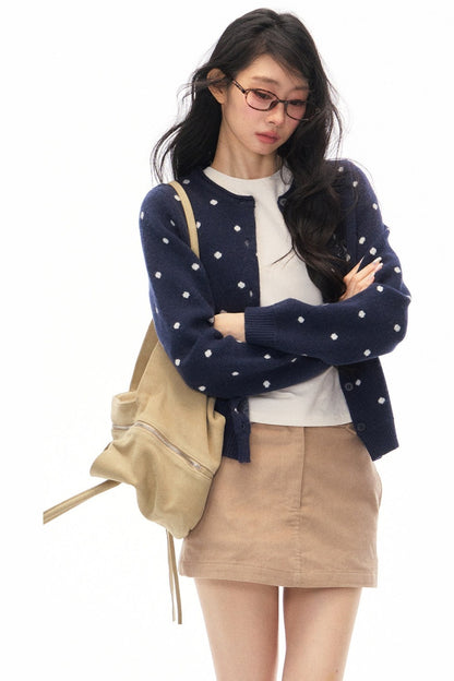 Polka Dot Knit Cardigan